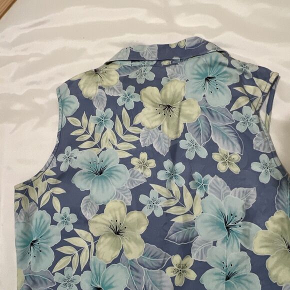 2 Tommy Bahama 100% SILK Sleeveless Hawaiian Shirt Floral Tropical Button S - Picture 16 of 16